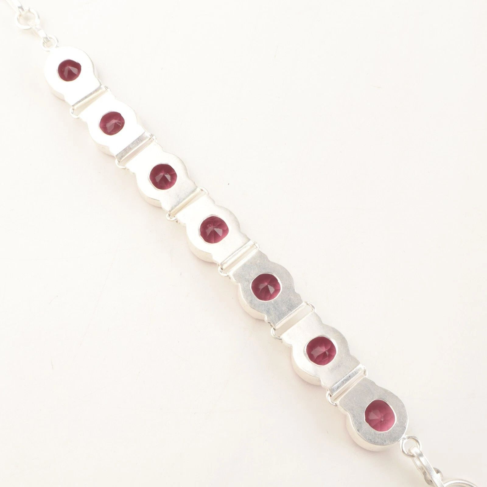 Heart Chakra Pink Tourmaline Stone Chain Bracelet Jewelry 925 Sterling Silver