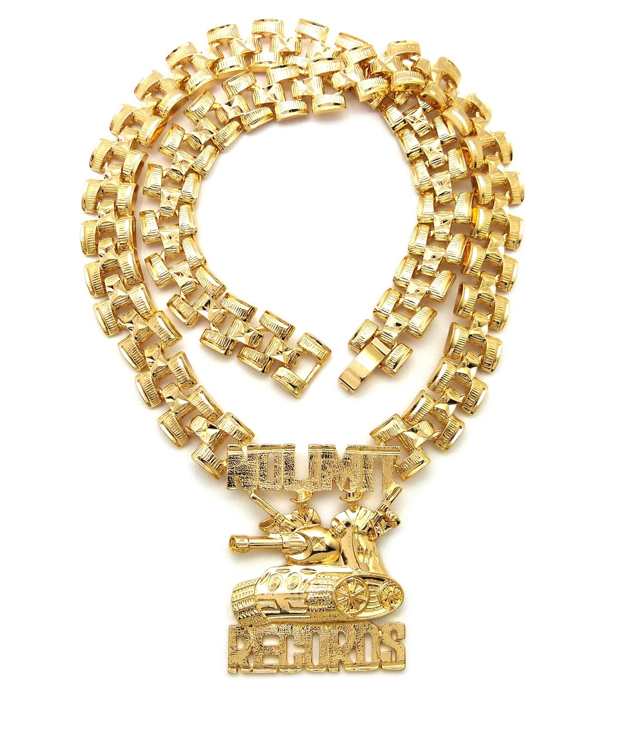 Men’s No Limit Records Tank Pendant & 13mm 20″ Tank Chain Hip Hop Iced Necklace