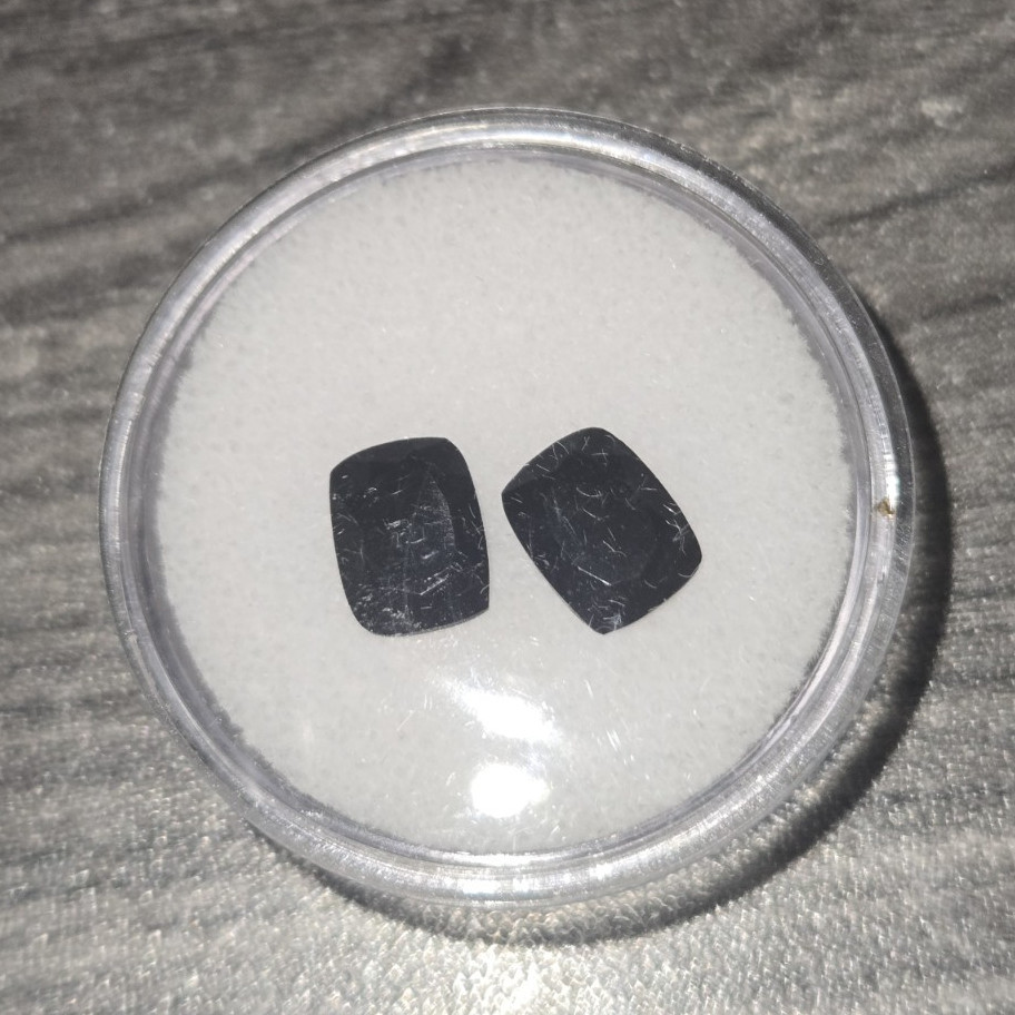 3.50ct Black Onyx Cushion Cut Loose Gemstones, Opaque Black, 2pc Lot