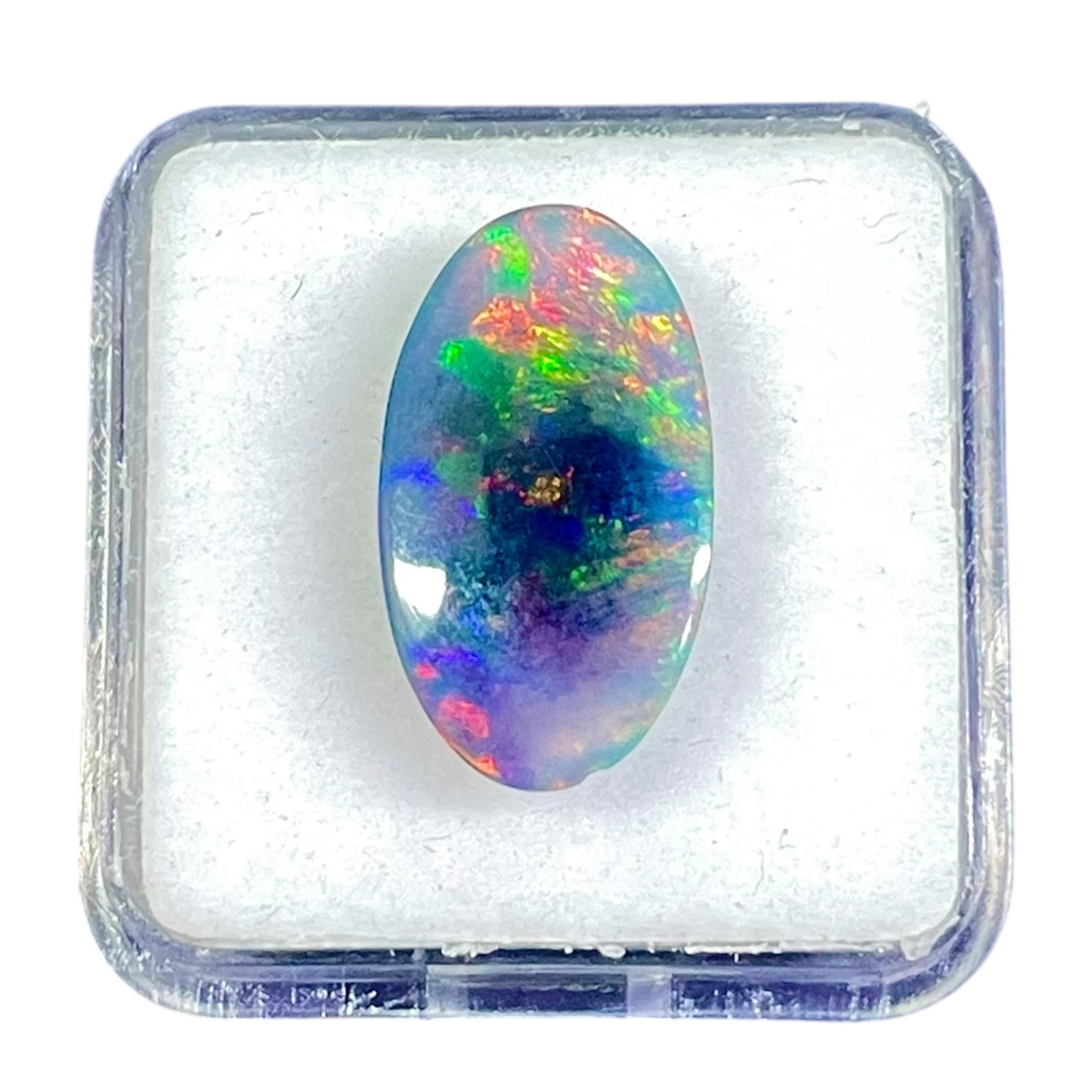3.38 Cts Natural Black Opal 18x10mm Oval Cabochon Multi Fire Loose Gemstone