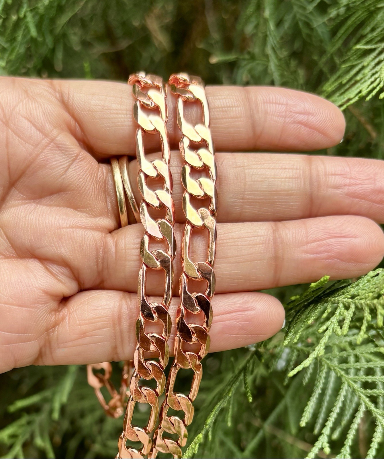 24 inch Pure Copper Flat FIGARO Chain Necklace, Healing Copper Jewelry Spiritual