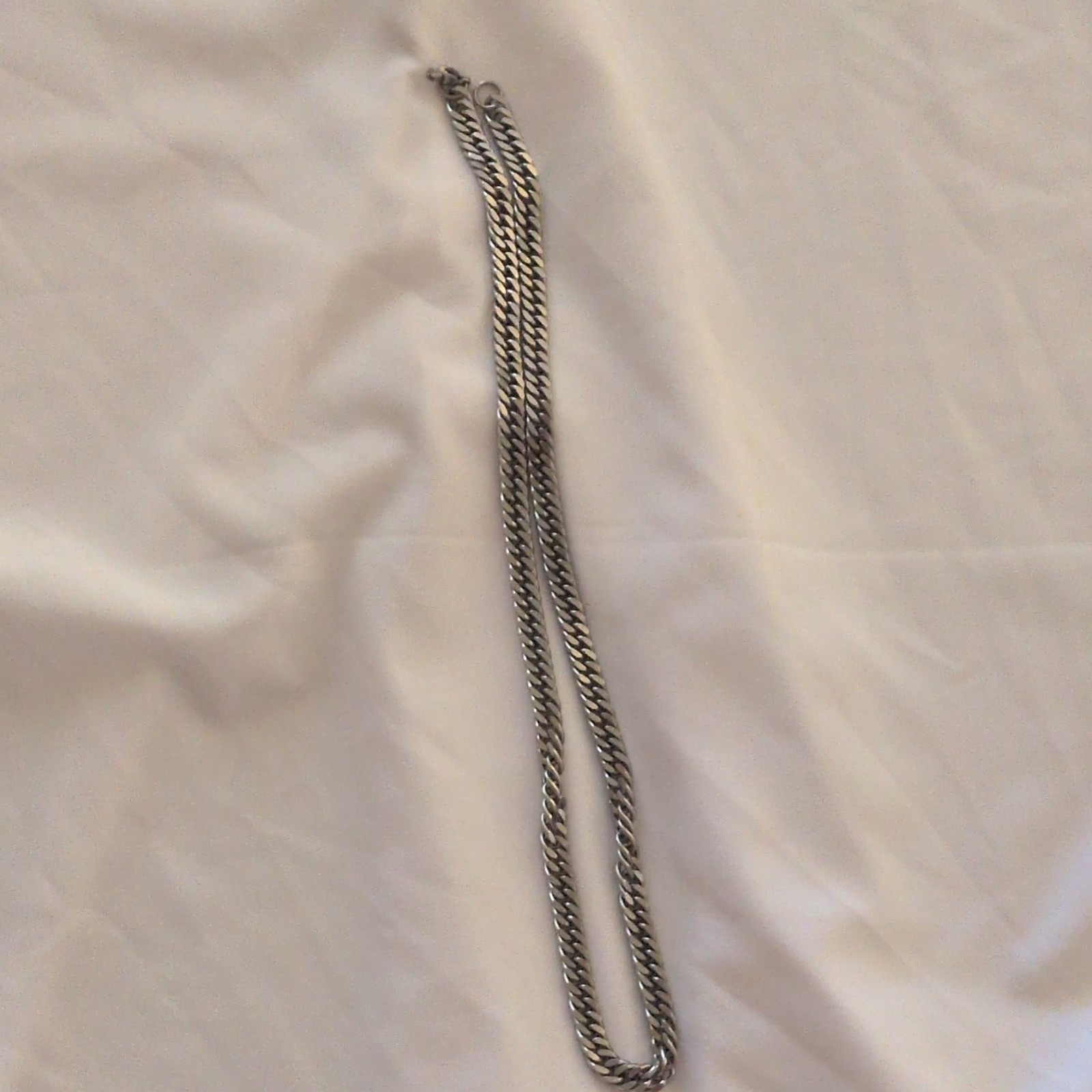 Silver Tone Metal Curb Link Chain Necklace, Chain Style Jewelry, No Stone