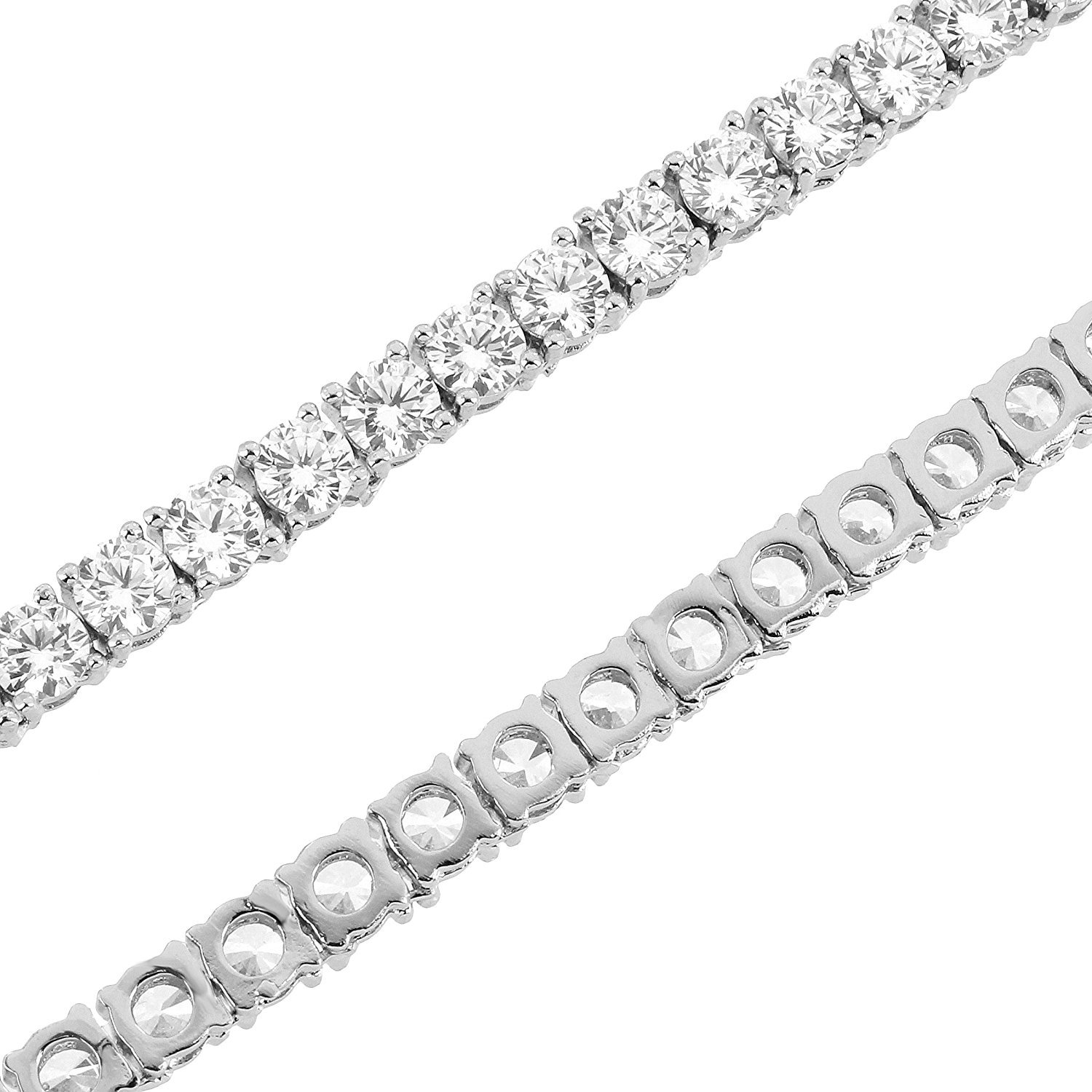 Unisex Tennis Necklace Silver Finish Lab Diamonds 4mm Choker Chain 16 inches