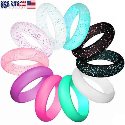10X Women’s Silicone Wedding Ring Thin Durable Stackable Comfortable Rubber Band