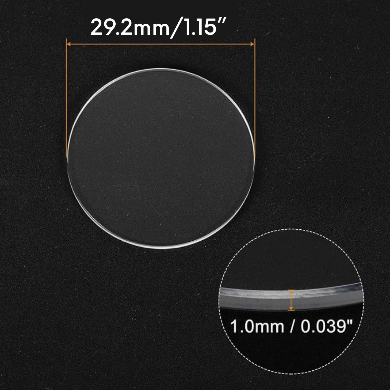 New 29.2 mm x 1 mm Watch Crystal – Flat Round Mineral Glass