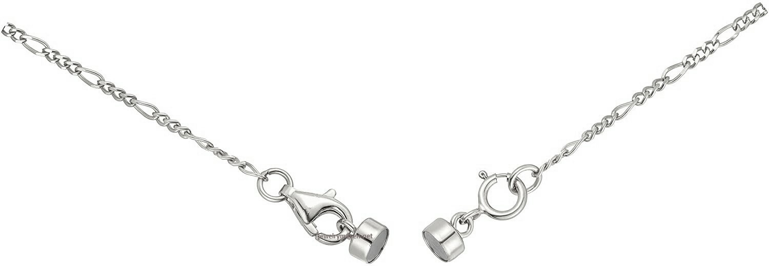 (3) 4.5mm 14k MAGNETIC CLASP SOLID WHITE Gold Necklace 1/2″ extender Spring Ring