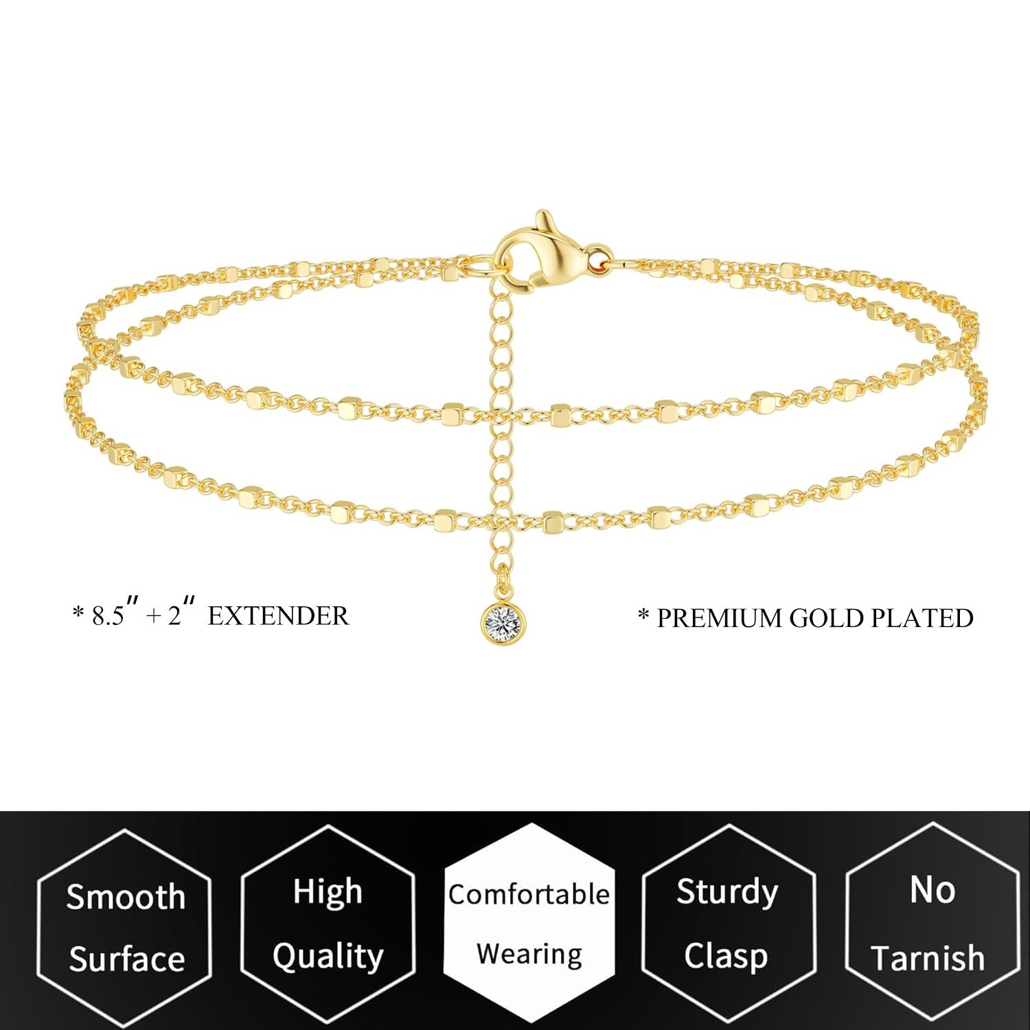 Gold Ankle Bracelets for Women, Waterproof Layered Anklet Bracelets Gold Jewelry