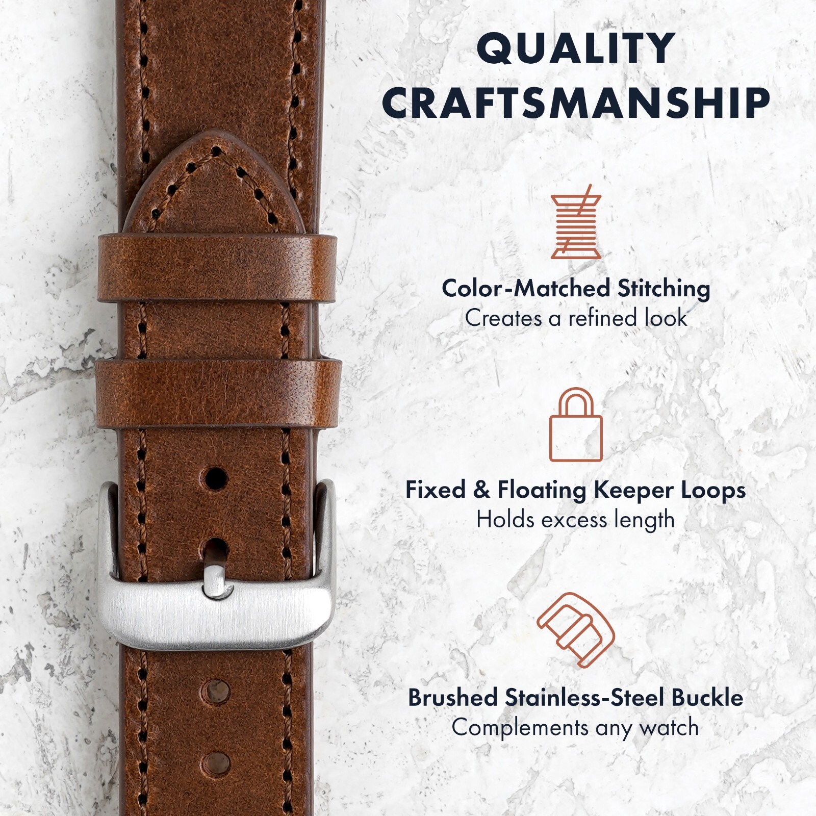Italian Buttero Leather Watch Band – Dark Brown – 18mm, 20mm or 22mm
