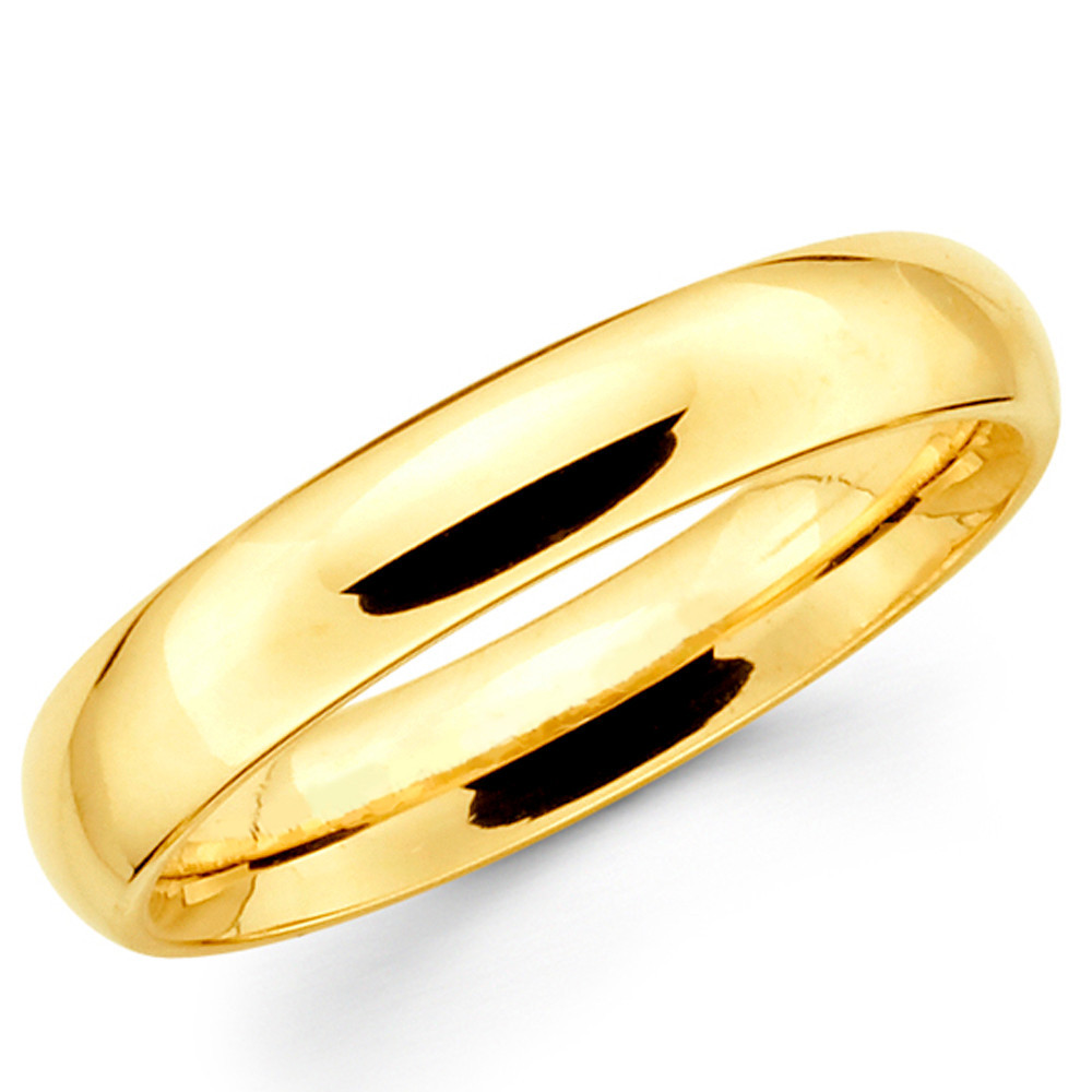 14K Solid Yellow Gold 4mm Comfort Fit Men’s and Women’s Wedding Band Ring