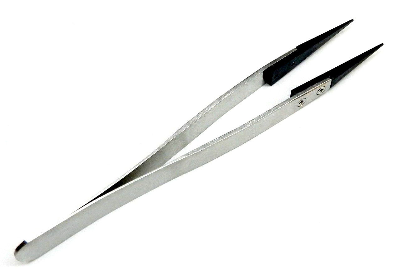 Tweezers Non Static Fiber Tip Precision Anti-Static Stainless Steel Tweezers 5″