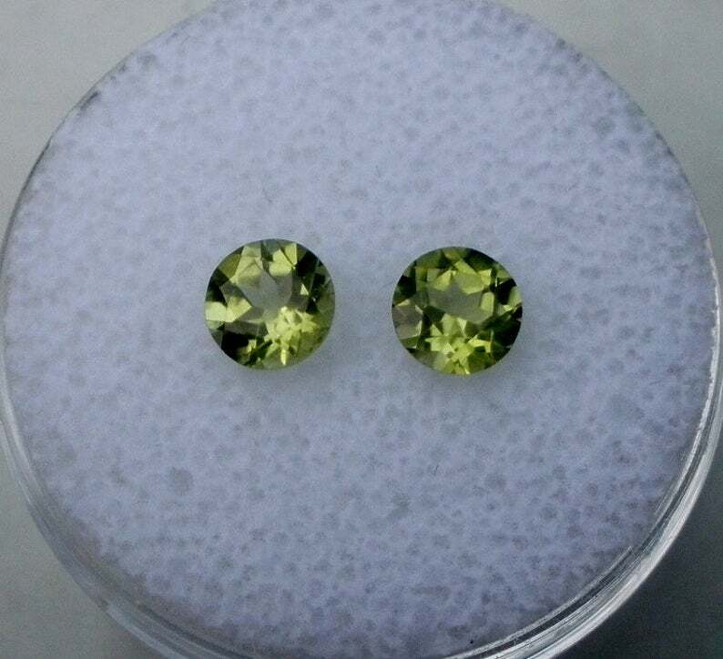 Peridot Round Loose Faceted Natural Gem Pair 5mm each