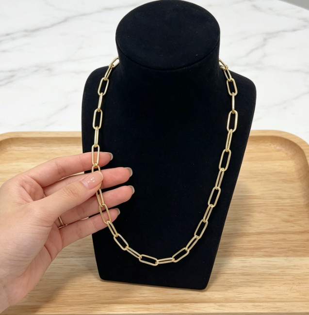 Real Genuine 10K Solid Yellow Gold Paperclip Chain Necklace 24inch 9mm