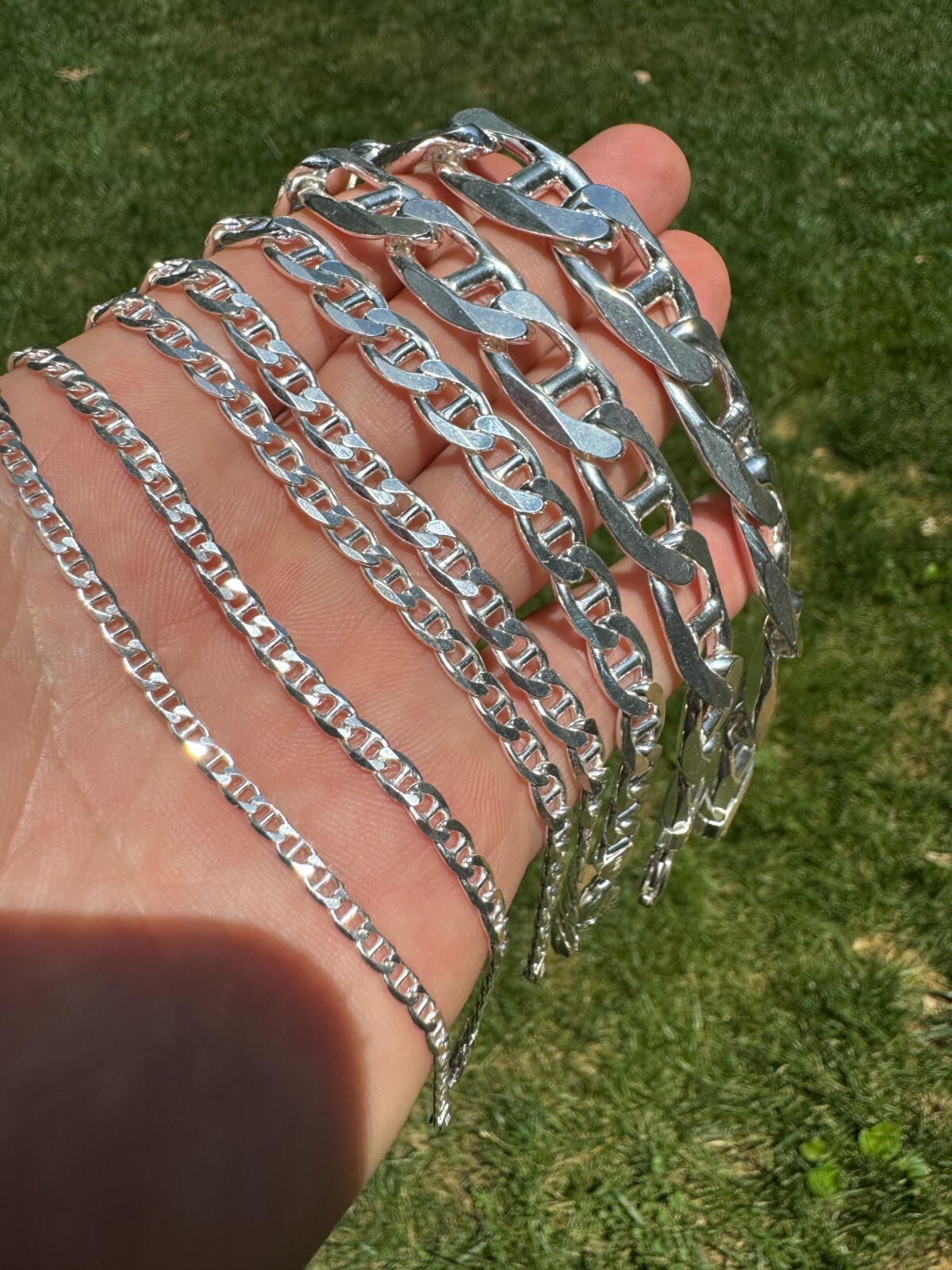 Real Solid 925 Sterling Silver Mariner Link Bracelet ITALY 2.5-16mm ITALY MADE