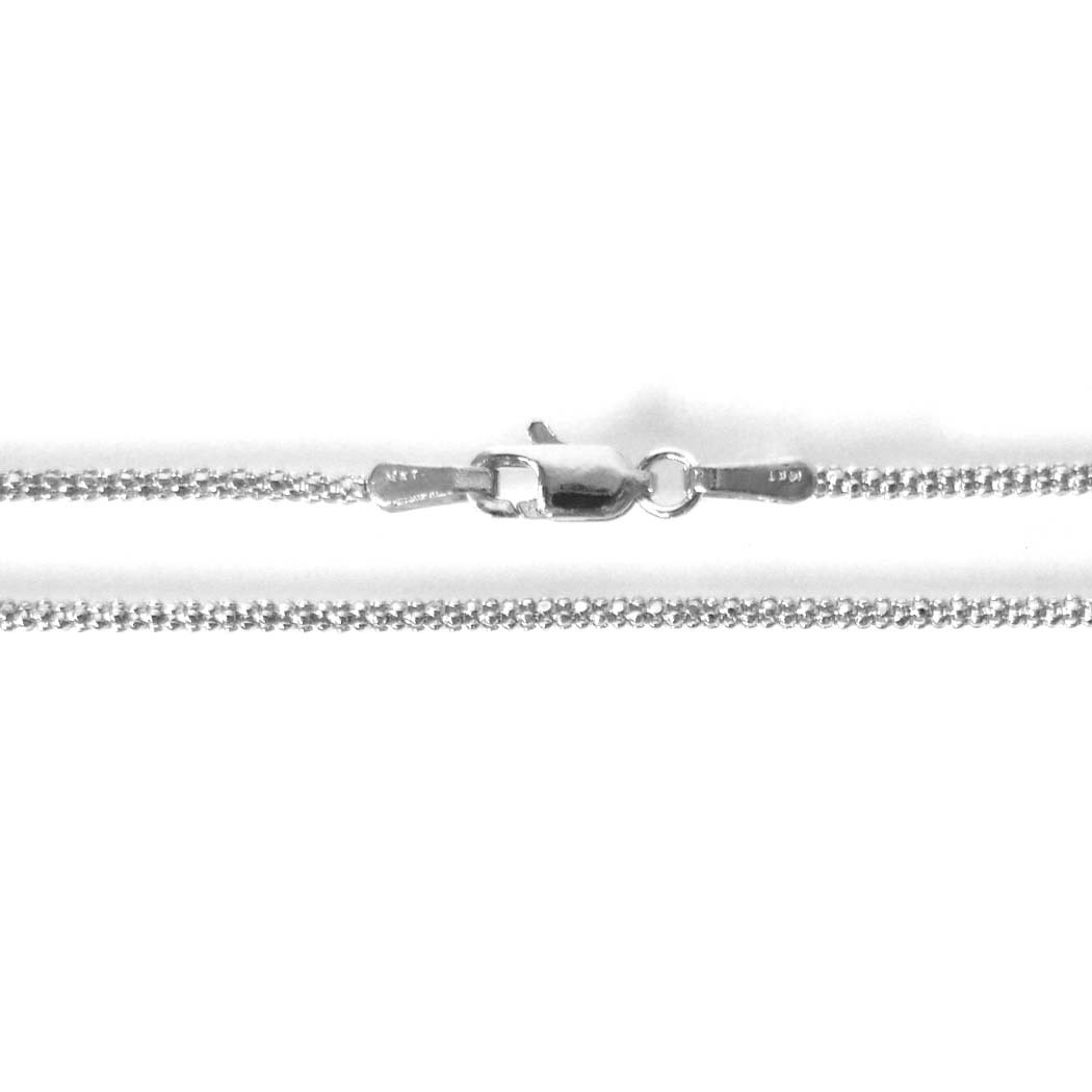 14K Solid White Gold Popcorn Chain 1.6 mm Length: (40 cm)16 inches Pop-70
