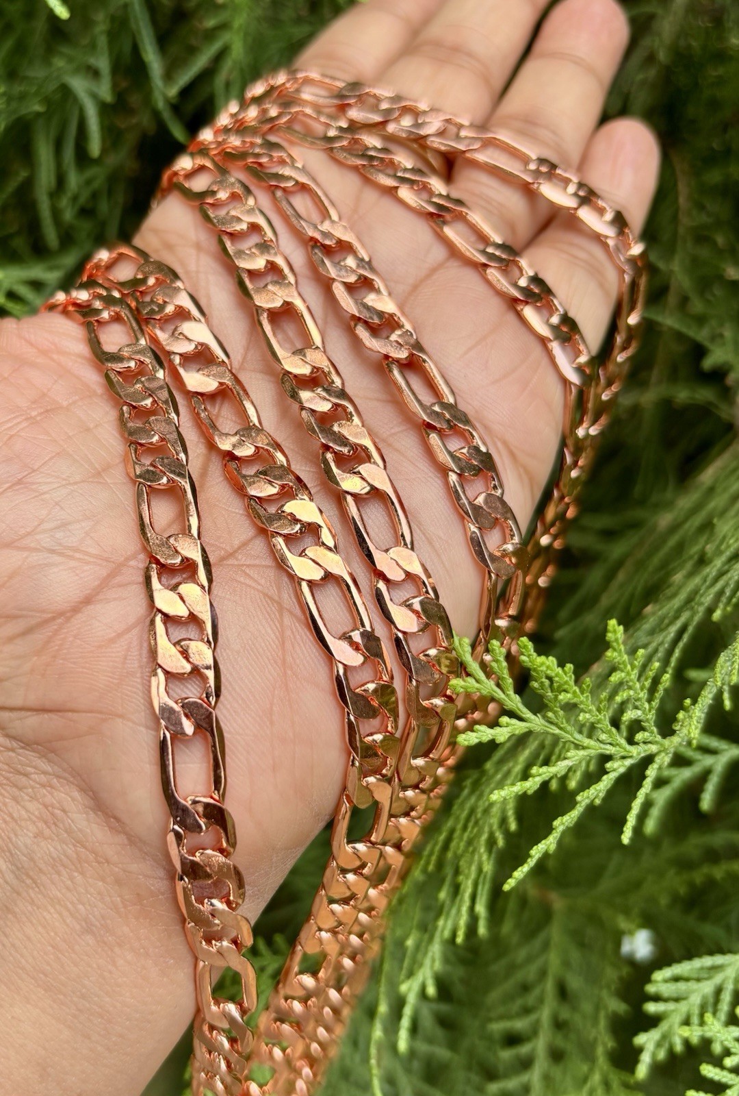 24 inch Pure Copper Flat FIGARO Chain Necklace, Healing Copper Jewelry Spiritual