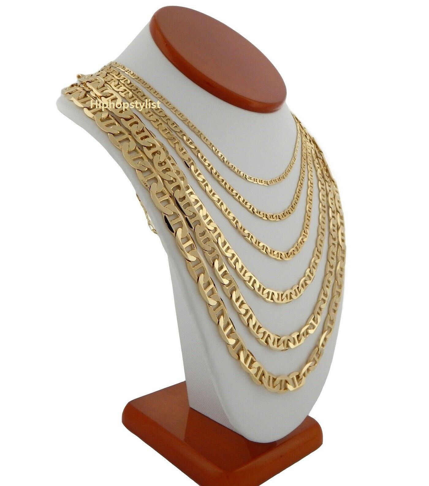 Men’s Mariner Anchor link Chain 14k Gold Plated 3mm to 9mm 20 – 30 inch Necklace