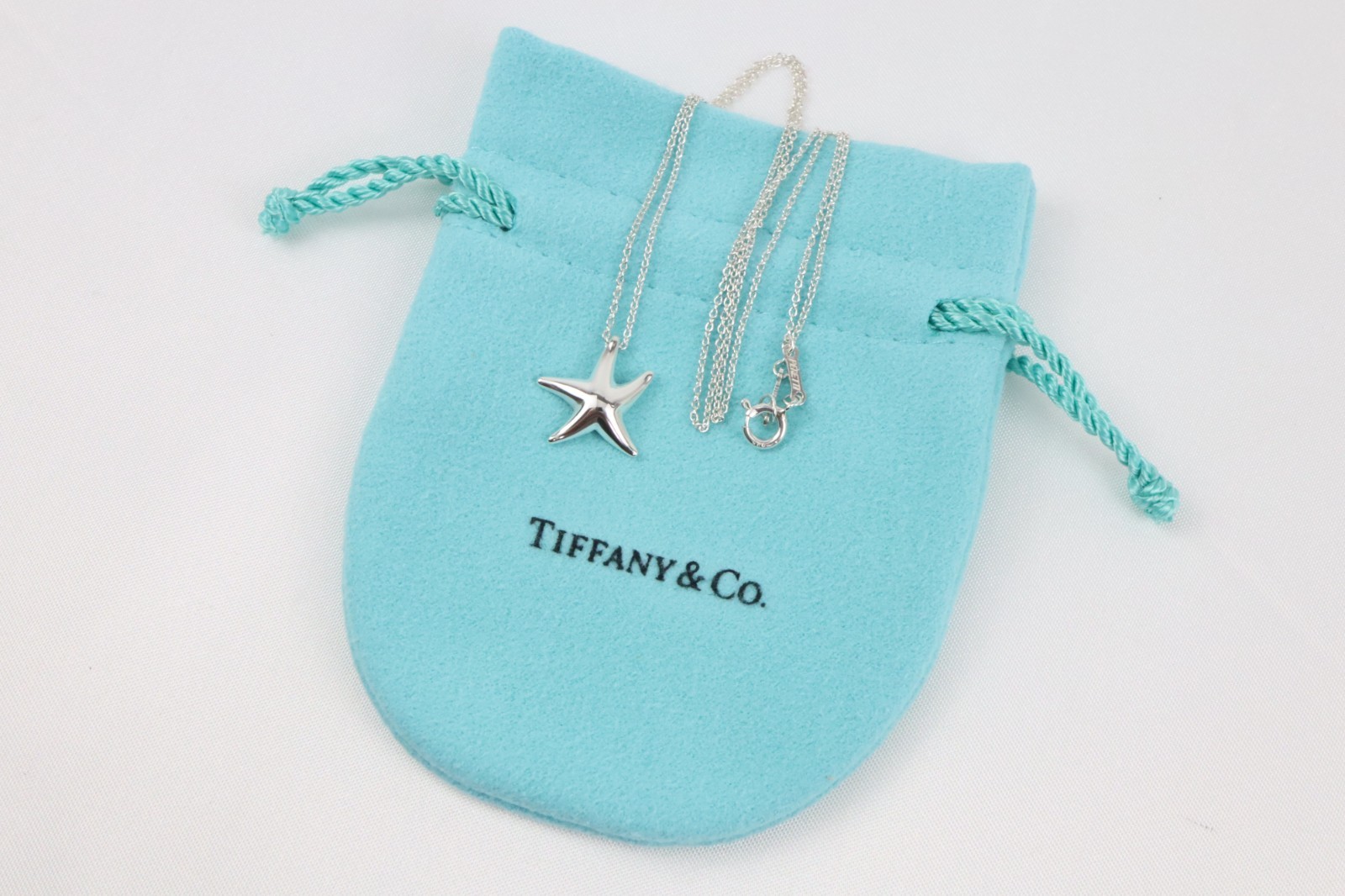 Tiffany & Co. Elsa Peretti Starfish Pendant Necklace 17.3″ Silver 925 w/ Pouch