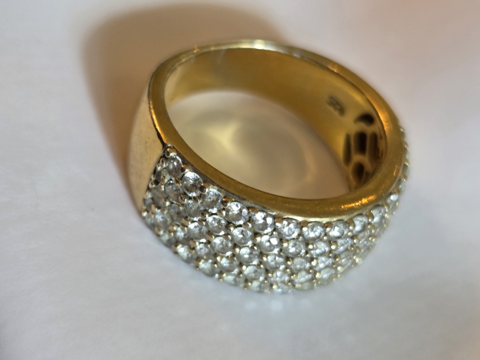 Swarovski Crystal Pave Ring – 925 Yellow Gold Over Silver- Size 6