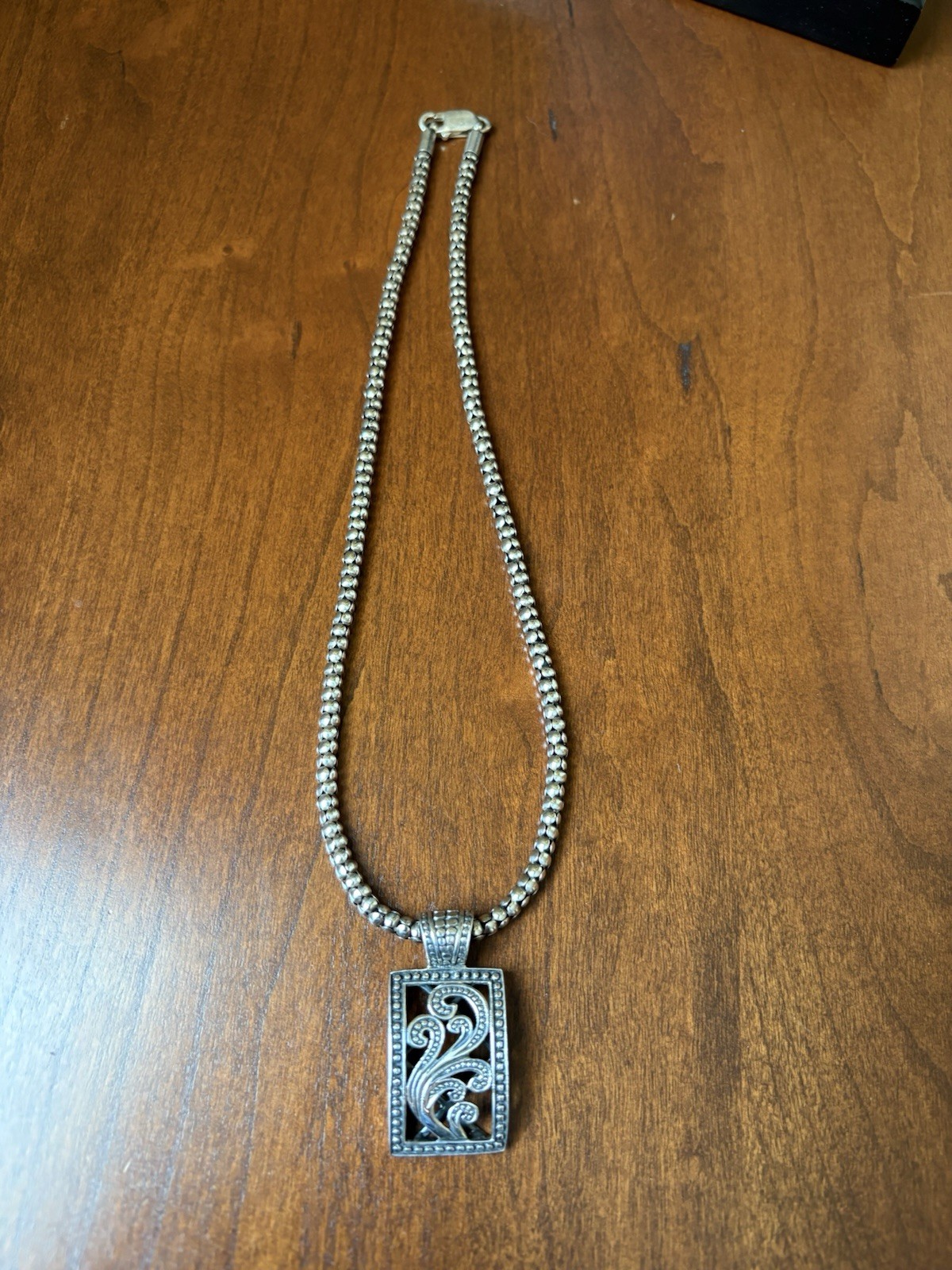 Silpado Sterling Silver 925 Popcorn Chain Necklace And Paisley Pendant
