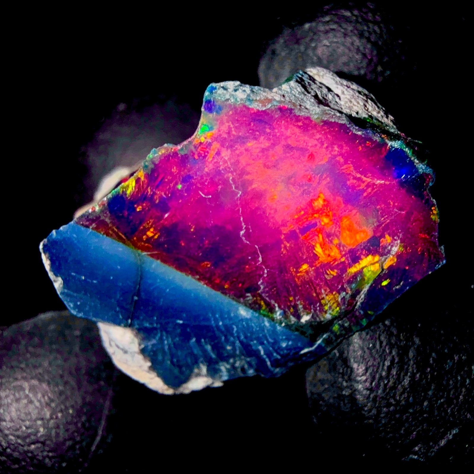 10 Ct Black Ethiopian Opal Rough, Jewelry Grade Welo Opal Rough, Multi Fire Opal