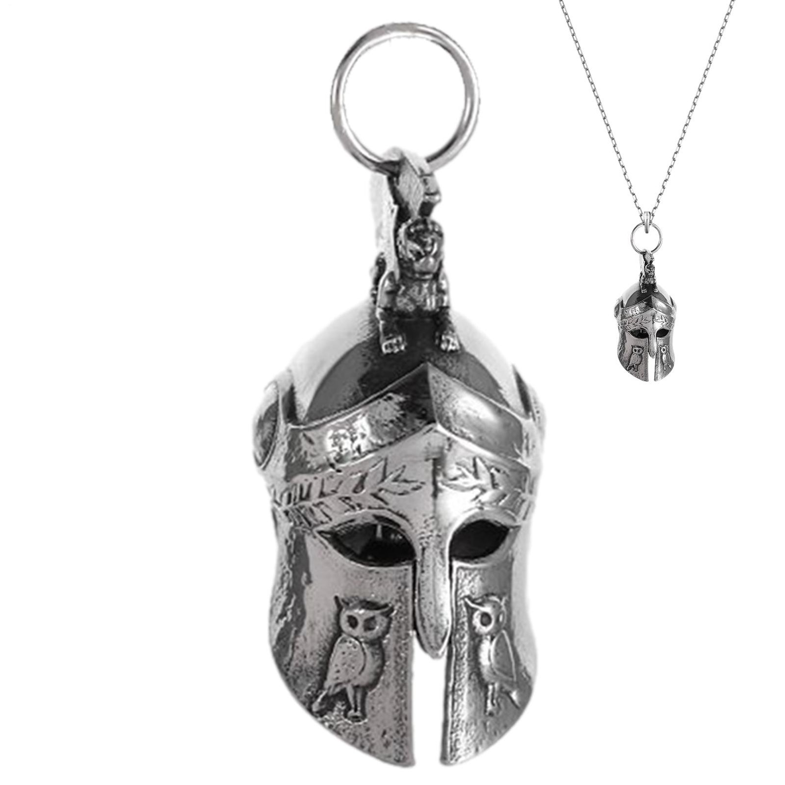 Good Luck Guardian Motorcycle Bell 3D Stainless Steel Pendant W/ Clear Sound