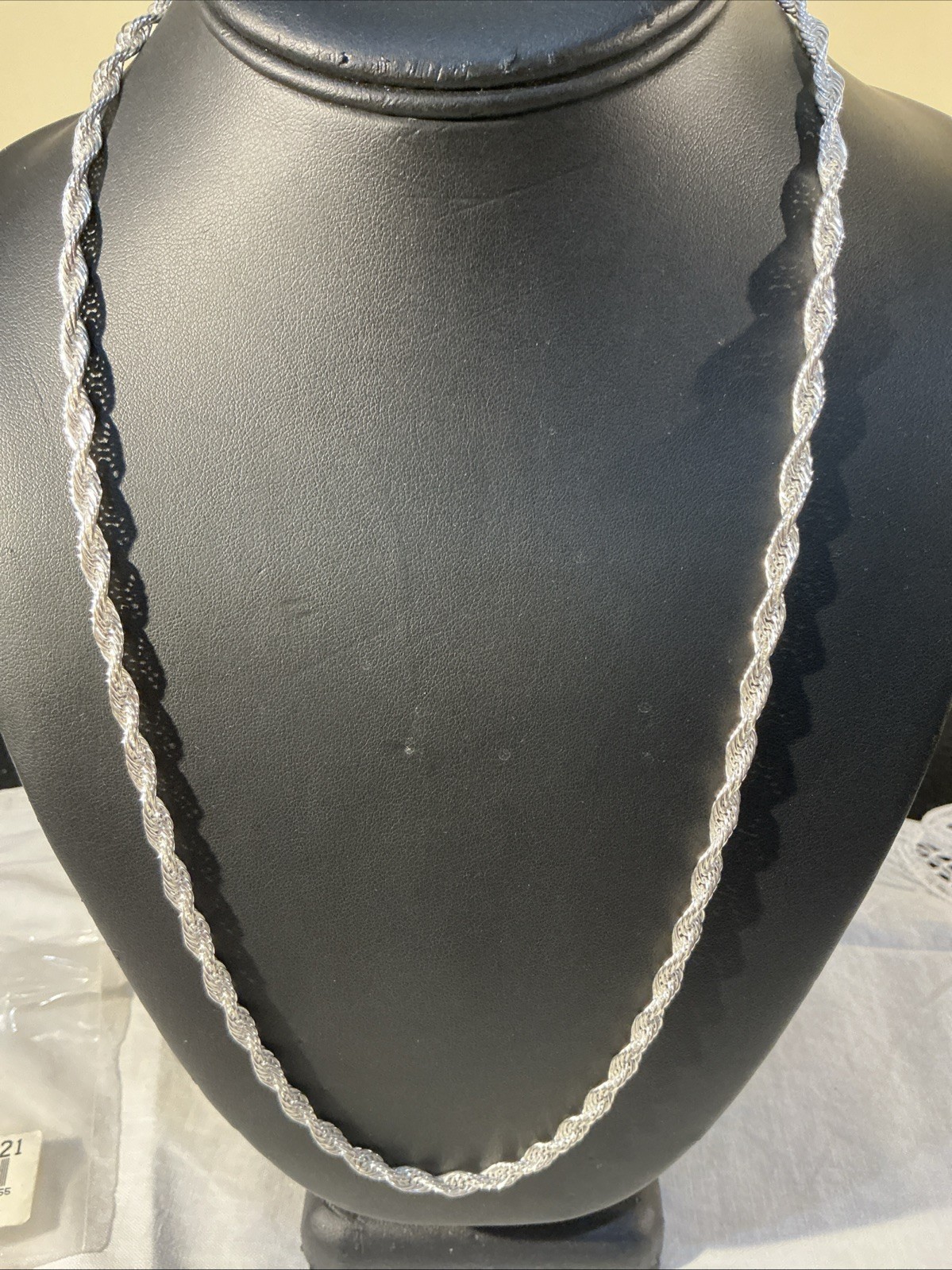 HCT CANADA 925 Sterling Silver Twisted Rope Chain Necklace Lobster Clasp 24″
