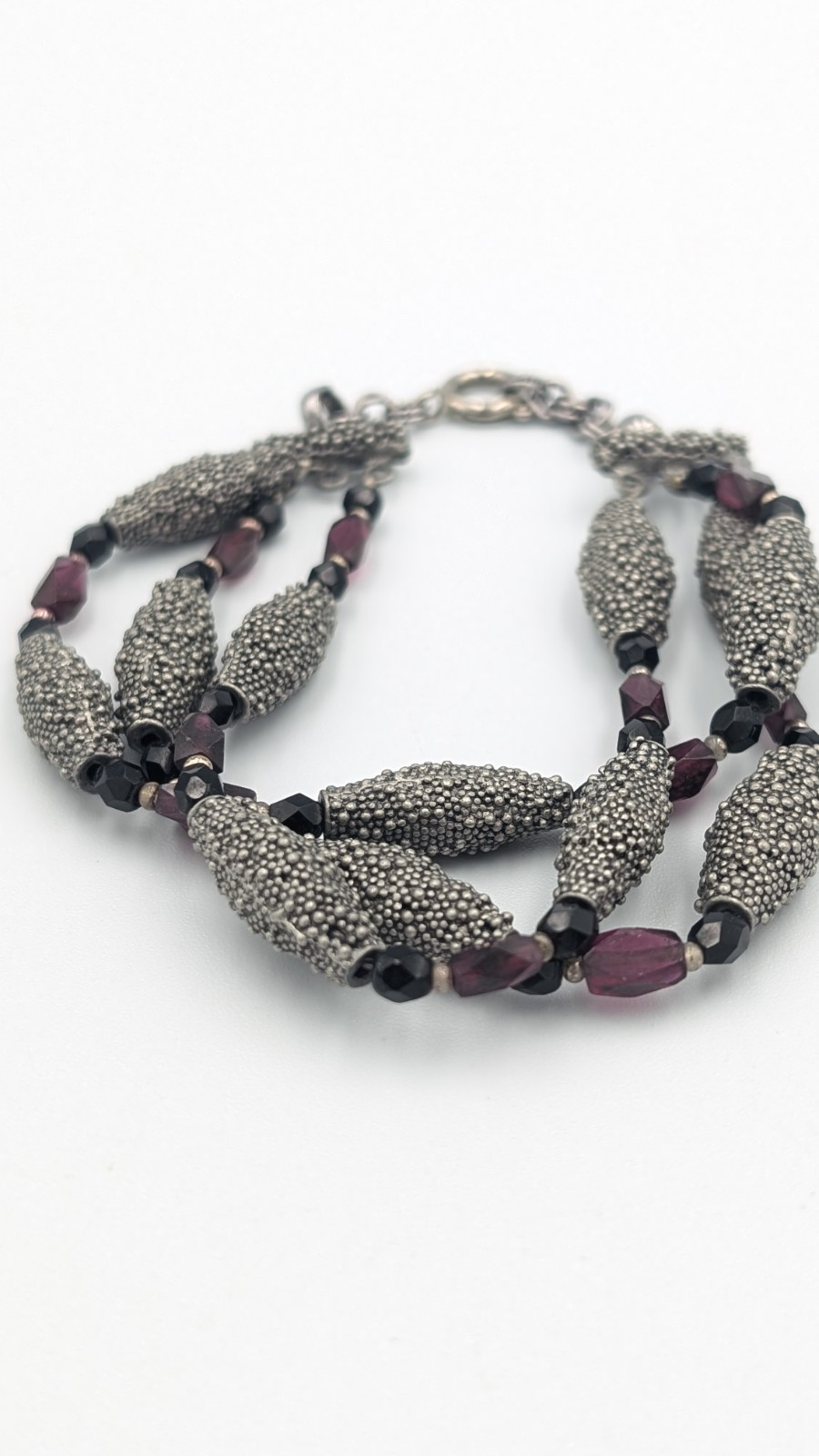 In The Style of Michael Dawkins Silver Popcorn Beaded Multi-Strand Bracelet