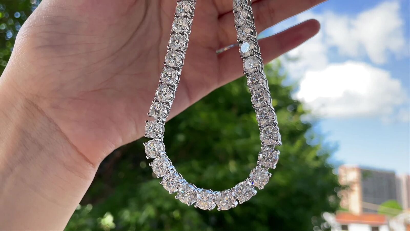 3mm 4mm 5mm MOISSANITE Tennis Chain Necklace 925 Sterling Silver Passes Tester