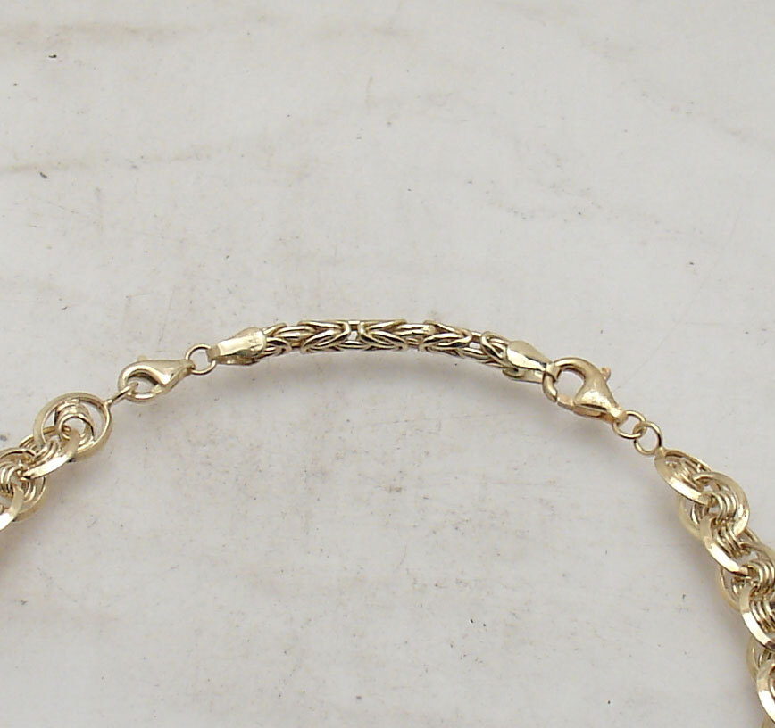 Round Byzantine Extender for Bracelet Chain Necklace Real 14K Yellow Gold