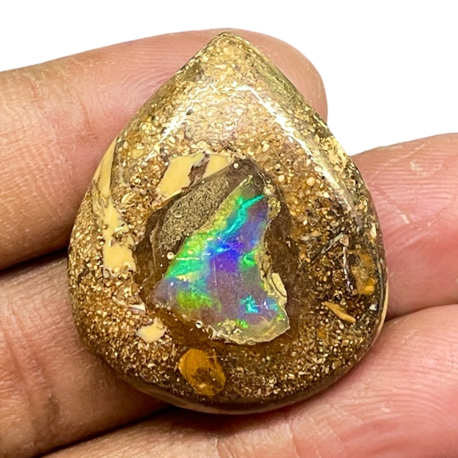 54.50 Cts Natural Boulder Opal 36x25mm Oval Cabochon Loose Untreated Gemstone