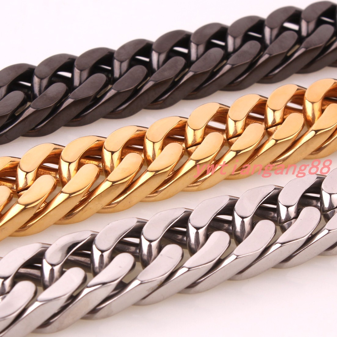 10/12/14/17mm Heavy Men’s Chain Stainless Steel Curb Cuban Necklace or Bracelet