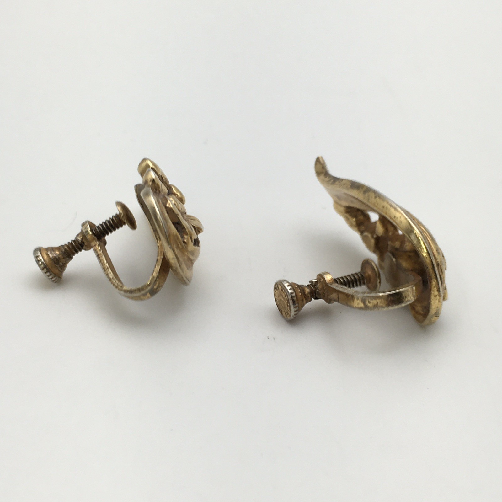 Vintage Sterling Silver Gold Dip Flower Screw Back Earrings 7g #87