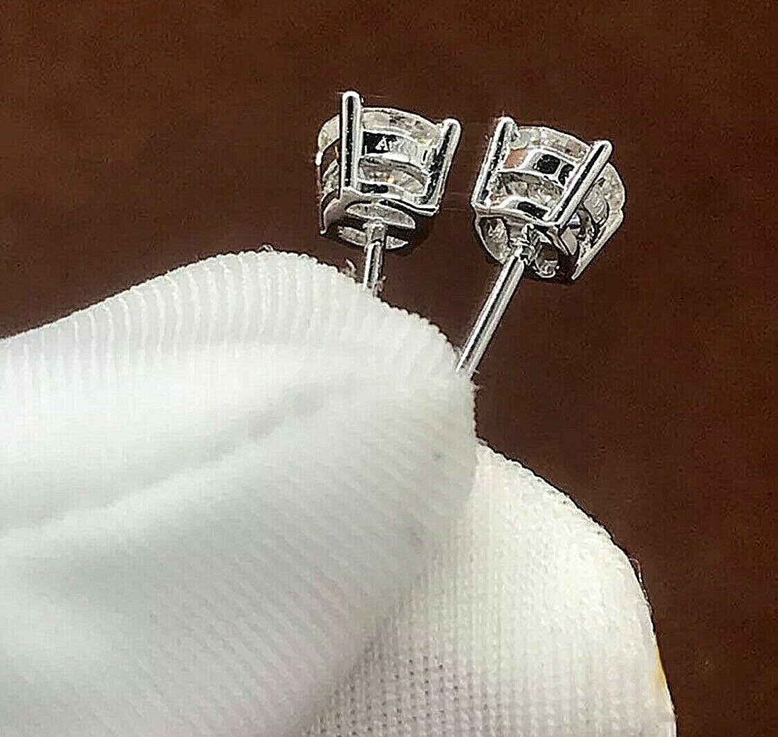 1 Ct Round Lab Created VVS1/D Solitaire Stud Earrings 14k White Gold 6mm Push Bk