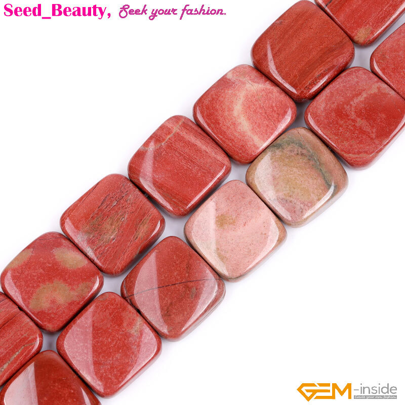 16mm Twist Square Natural Gunine Gemstone Beads For Jewelry Making 15″ 16mm DIY