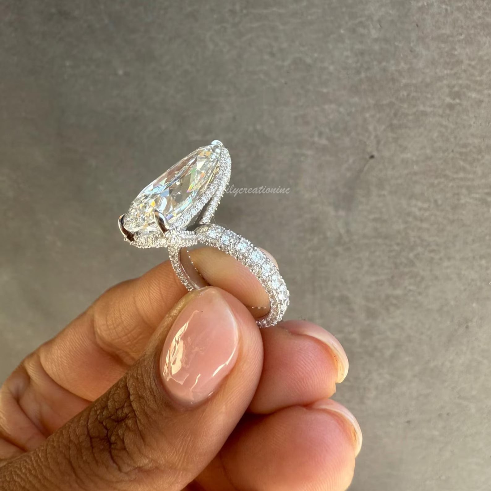10Ct Pear IGI Certified Lab Grown Diamond Engagement Ring 3 Prong Style Platinum
