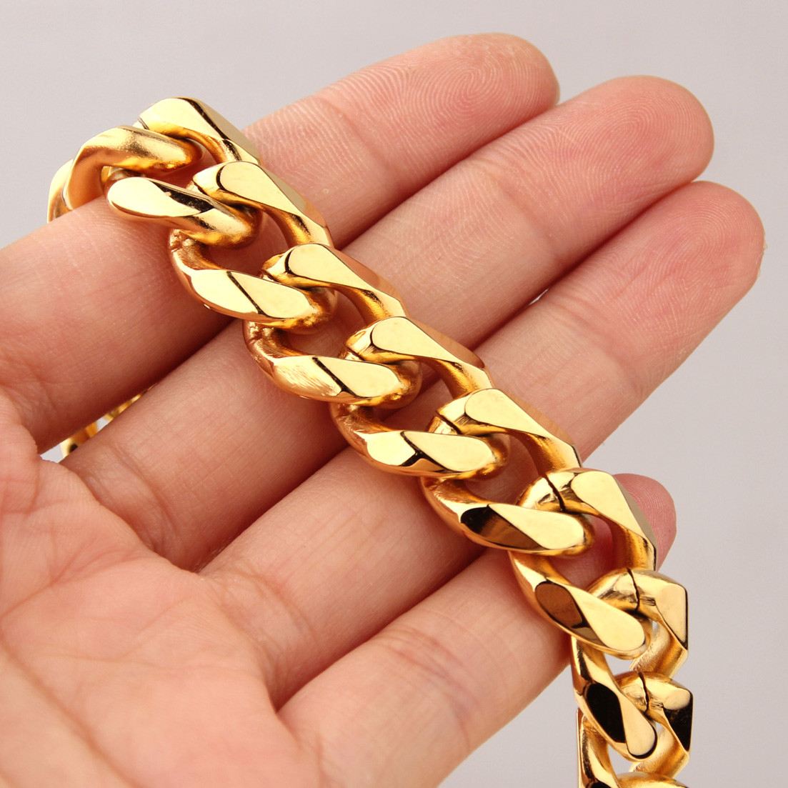 14k 30in 6/8/10/12/14/16/18mm Gold plated Miami cuban link stainless steel