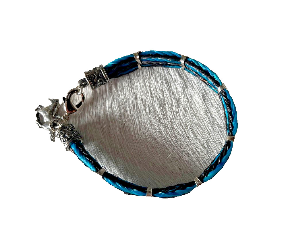 Western Womans Bracelet 7 3/4 x 3/8 in Horsehair Silver Concho Lobster Multicolo