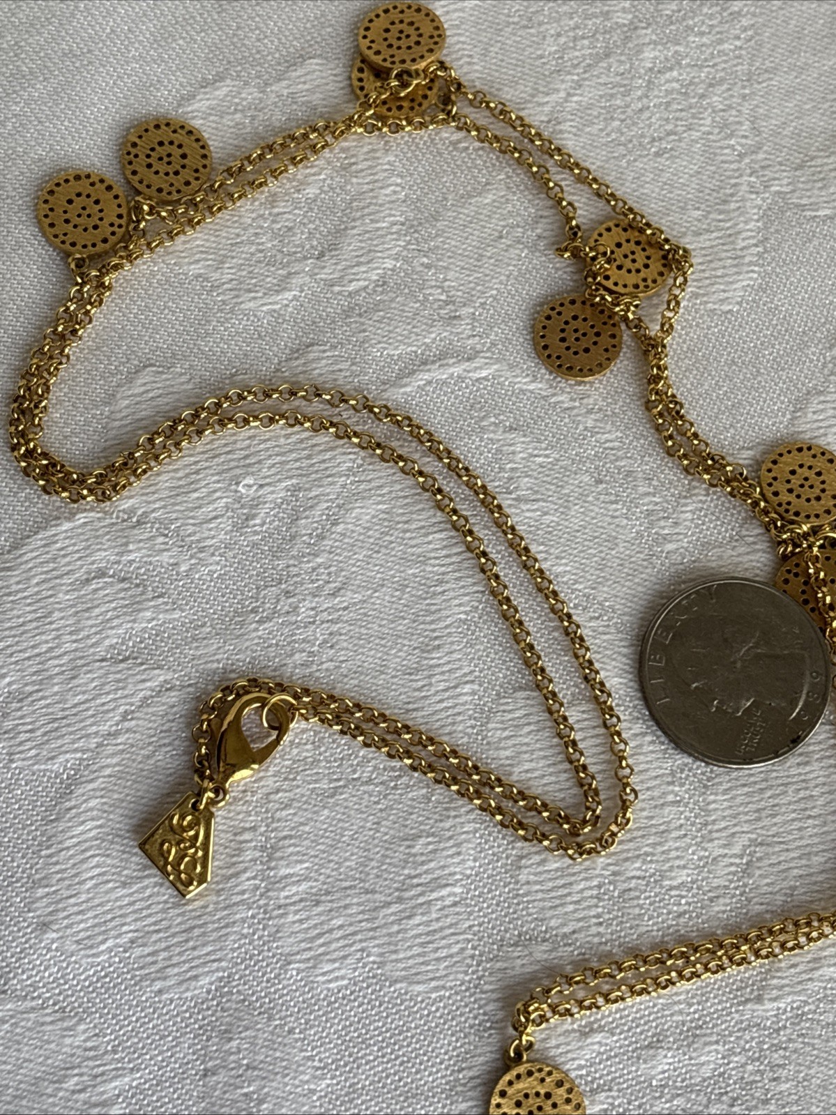 Park Lane Roma Necklace Long Satin Brushed Gold Tone & Anne Klein Earrings