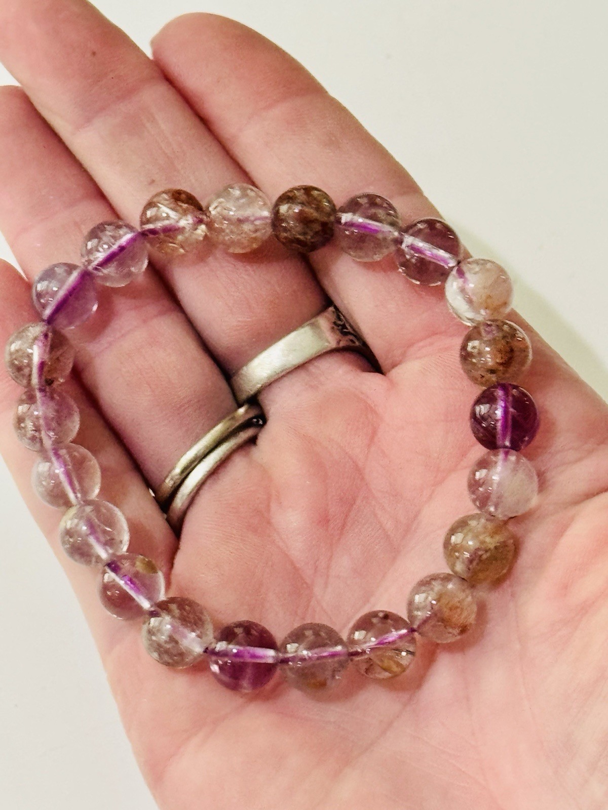 8mm Natural Super 7 Melody Stone 7.5″ Crystal Healing Stretch Gemstone Bracelet