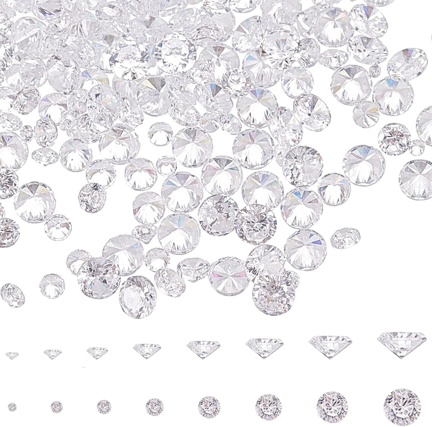 Clear Cubic Zirconia Stone, 2400Pcs 8 Sizes 0.8-2.5Mm Small Loose CZ Diamond Sto