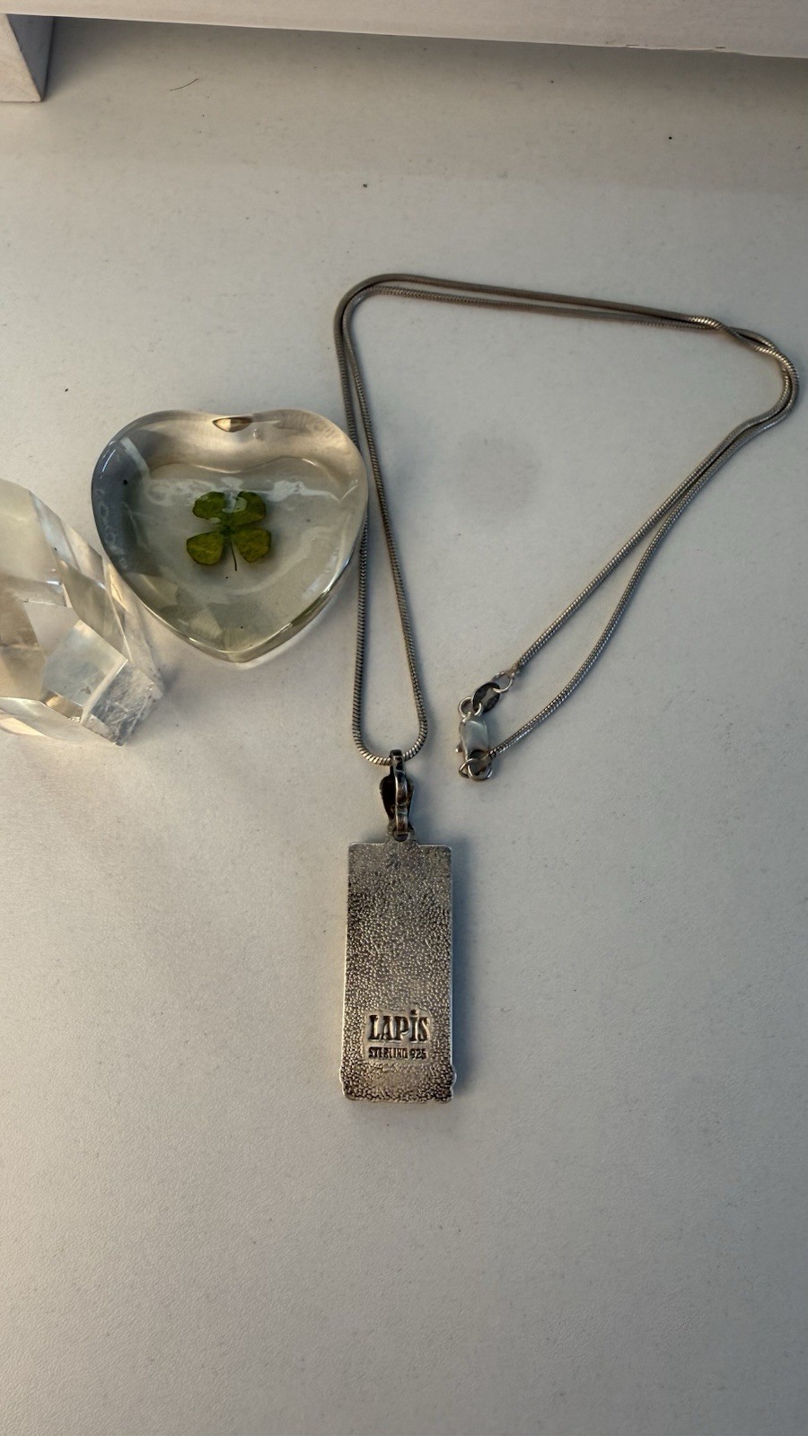 LAPIS Sterling 925 Lapis Lazuli Mayan Pendant Italian 925 Snake Chain Vintage