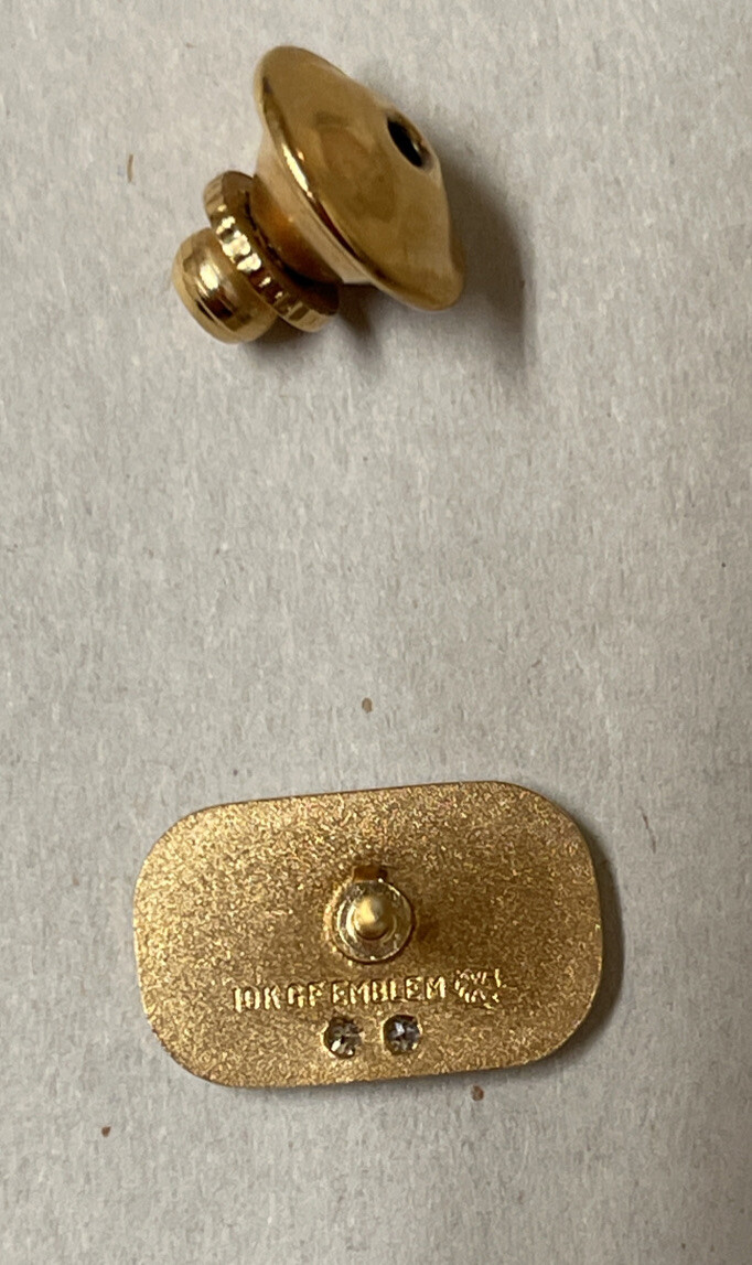 Vintage GTE 10K GF Emblem Tie Tac W/2 Diamond Chips