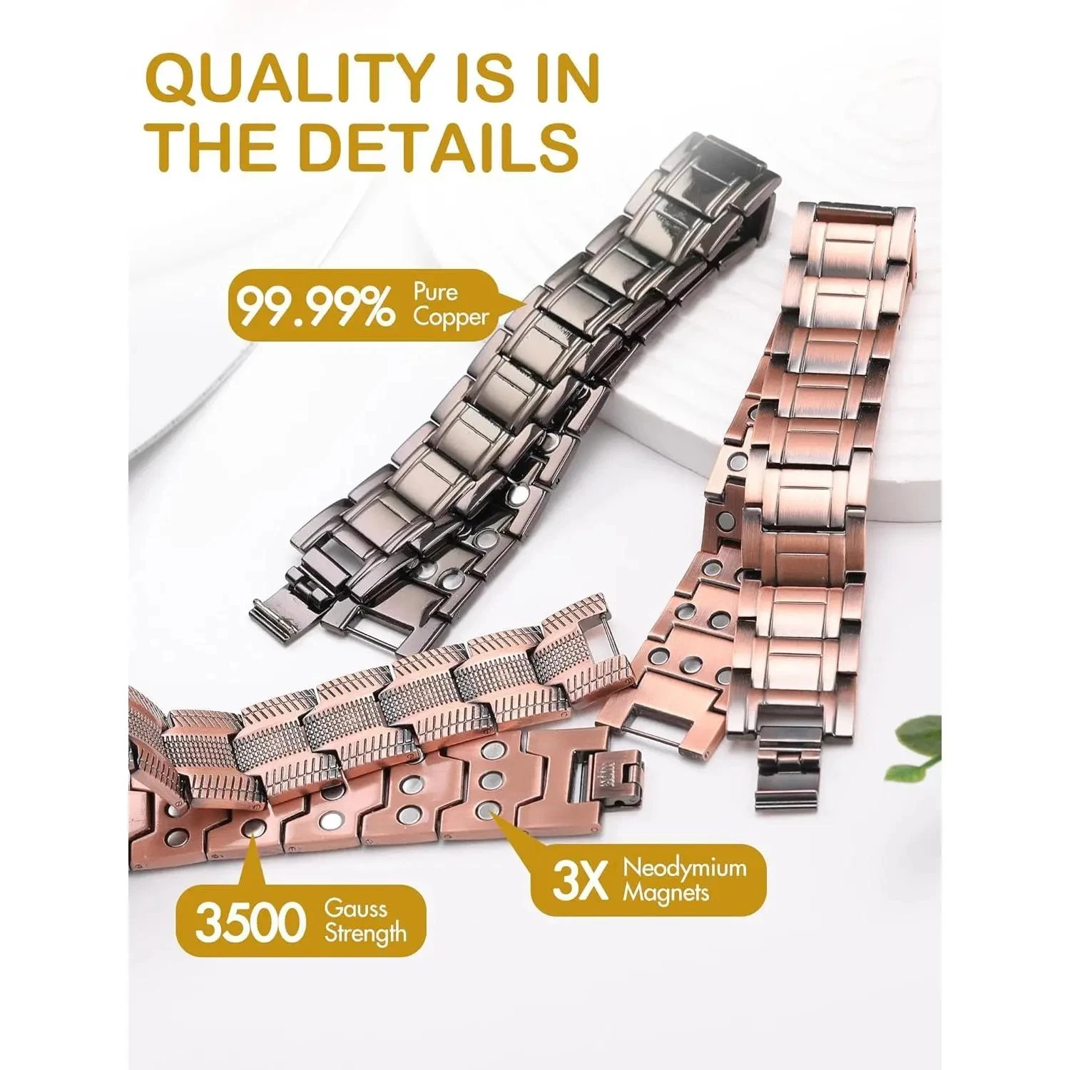 3X Ultra Strength Magnetic Copper Bracelet Vintage Copper Men’s Therapy Energy
