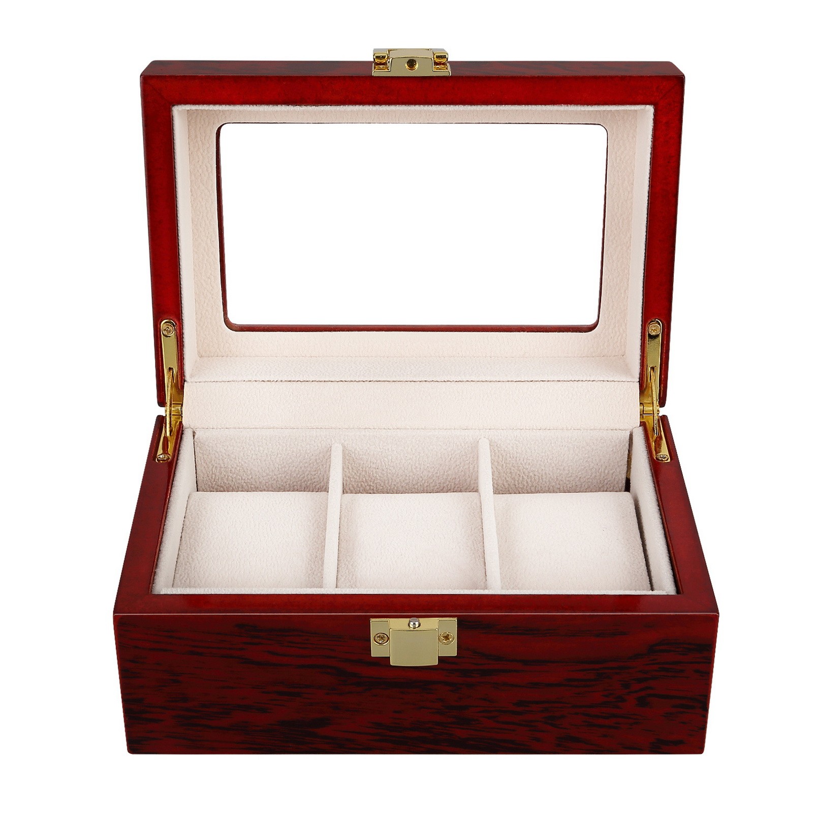 3/10/12slot watch box,red piano lacquer, wooden, with glass window,Watch display