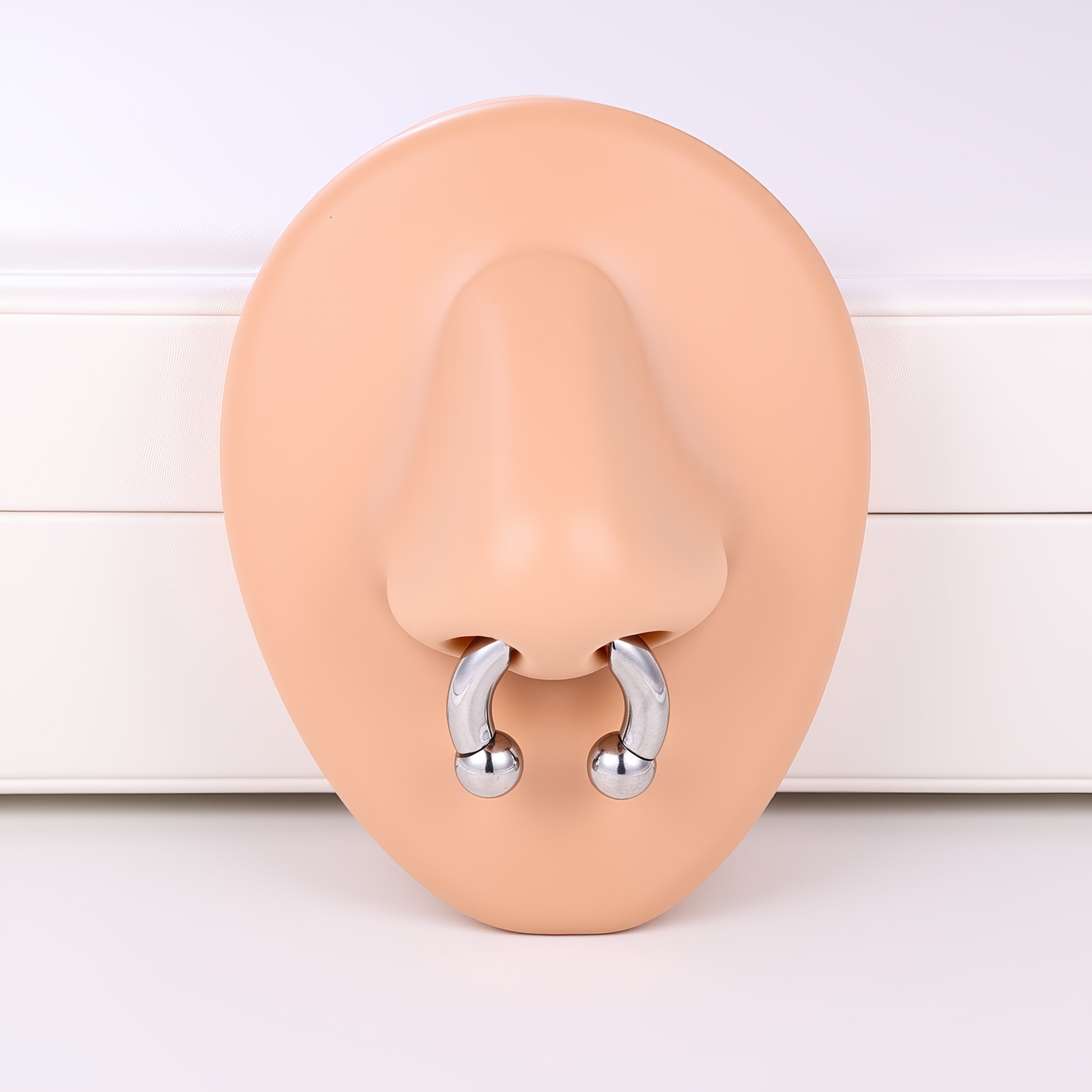 1 Pc 16G Stainless Steel Nose Rings Threadless Push-in Horn Ball Septum Piercing