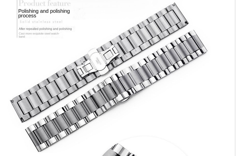 Thicked Stainless Steel Watch Strap Mens Solid Metal Band 18 20 21 22 23 24 26mm
