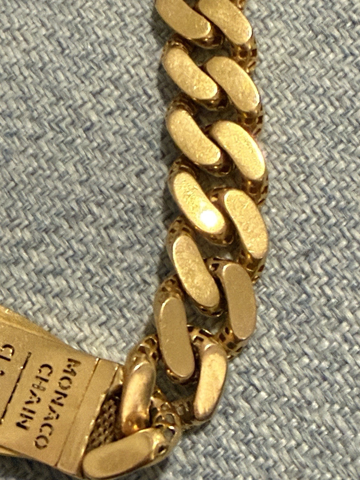 21k Gold Monaco Chain Bracelet 20.2 Grams