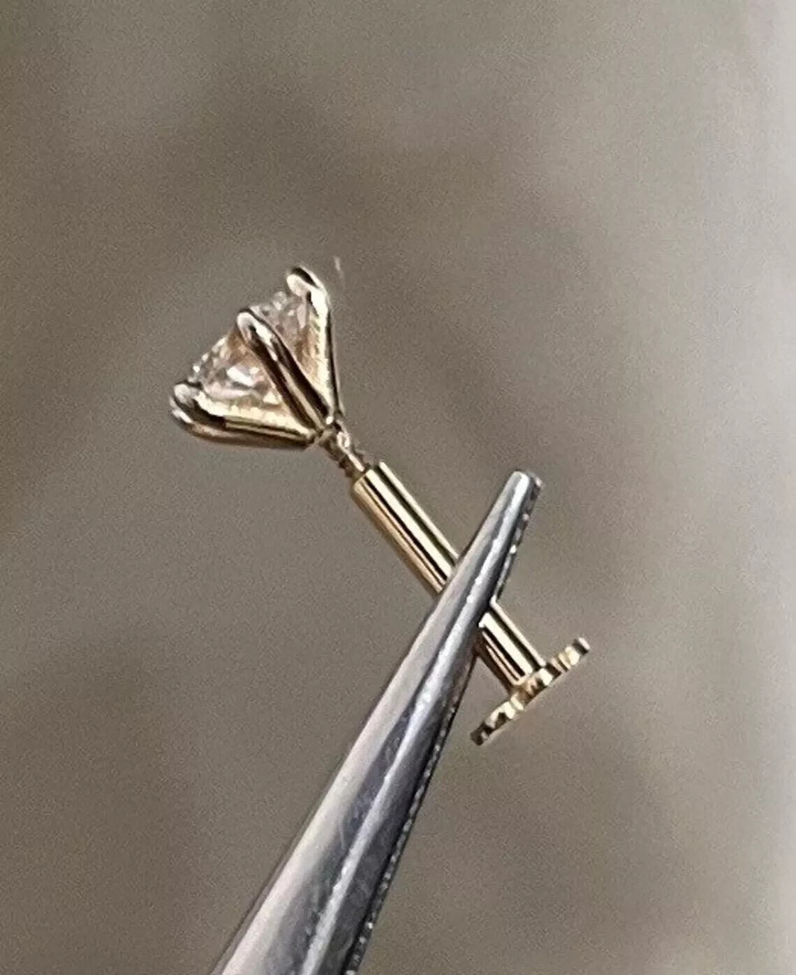 14K Yellow Gold 3MM Round Natural Diamond Piercing Screw Back Women’s Nose Pin