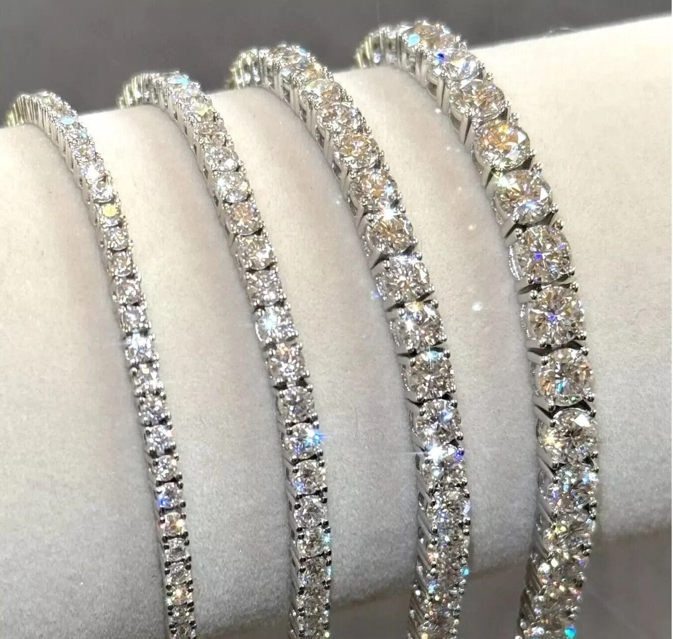 2-6 mm Round Moissanite Tennis Chain Bracelet 925 Sterling Silver PASSES TESTER!