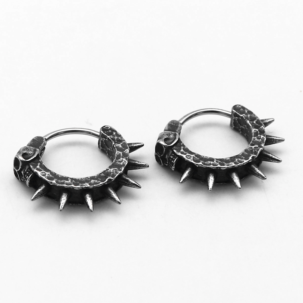 Punk Skull Long Tassel 316L Stainless Steel Earrings-Vintage Gothic Easy-Clasp
